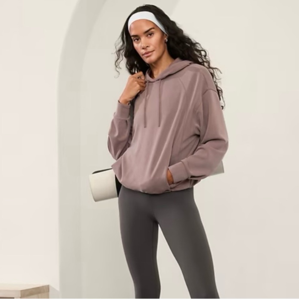 Athleta Seasoft Bubble Hem Hoodie In Smoky Rose Size M, NWT